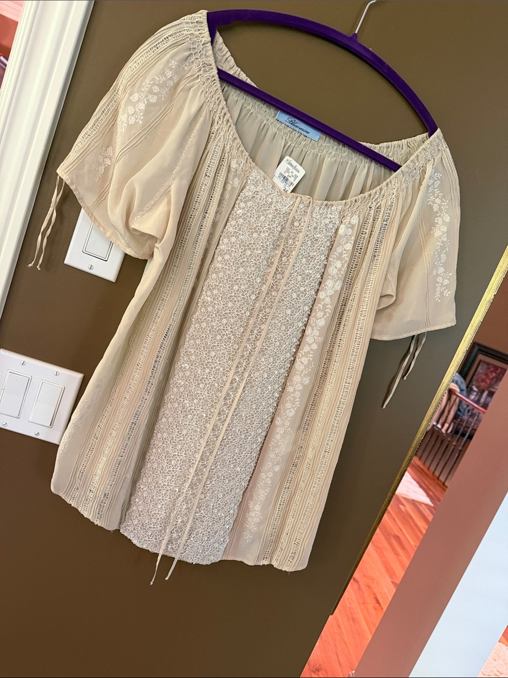 Blumarine Cream Embroidered Peasant Blouse